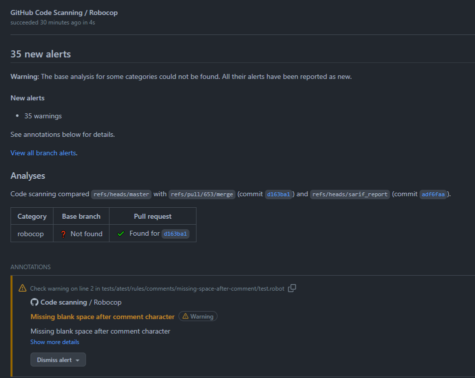Code Scanning in PR